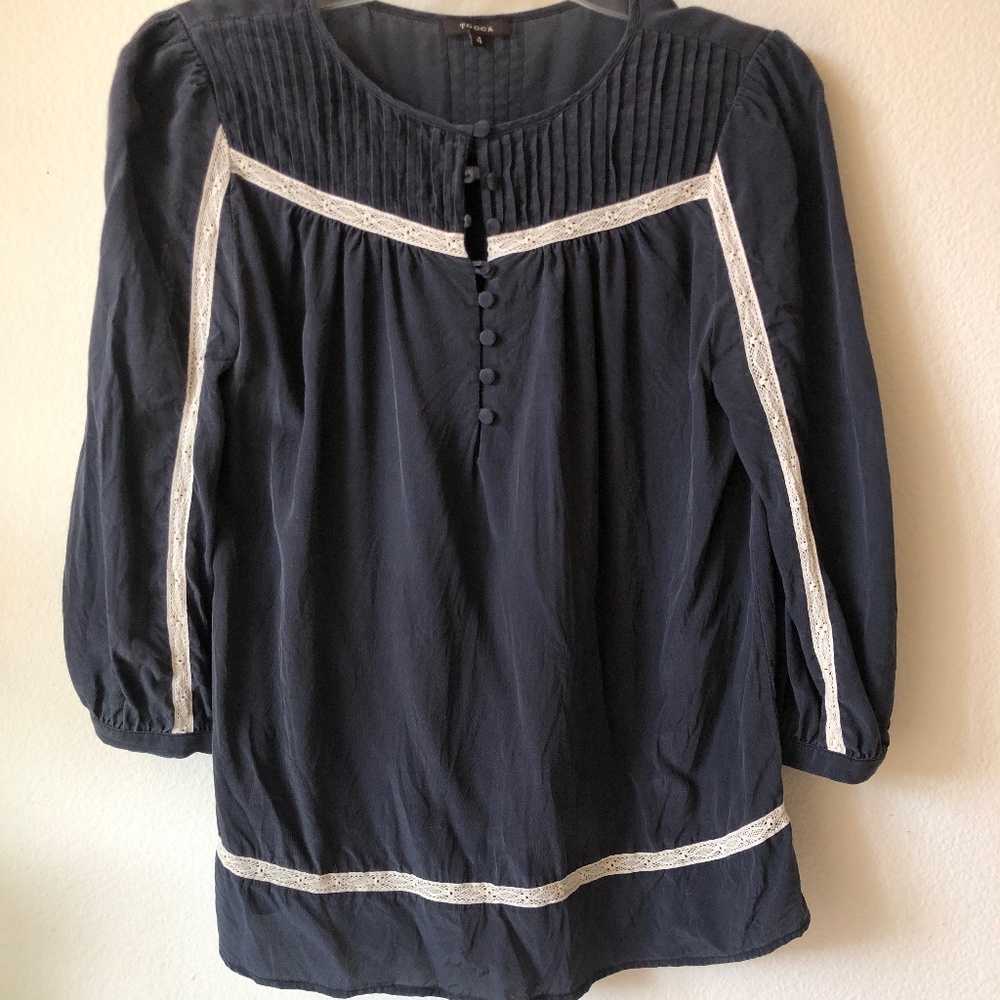 Tocca anthracite black 100% silk blouse 4